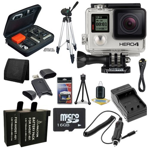 GoPro HERO4 Black + AHDBT-401 Replacement Lithium Ion Battery + External Rapid Charger + 16GB microSD Memory Card...