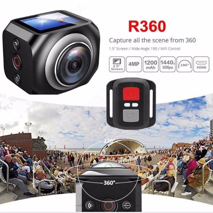 360 Panoramic Camera, Hizek Wireless Mini Sports Action HD Video Camera Outdoor Camera DV Player With Remote Control... N7