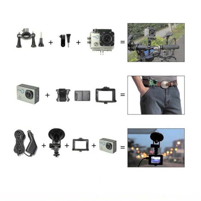 Boddenly Pro5000 HD Wifi 2.0LTPS 170&deg; Wide Angle Lens Sports Action Camera Kit (Blue+WiFi) N4