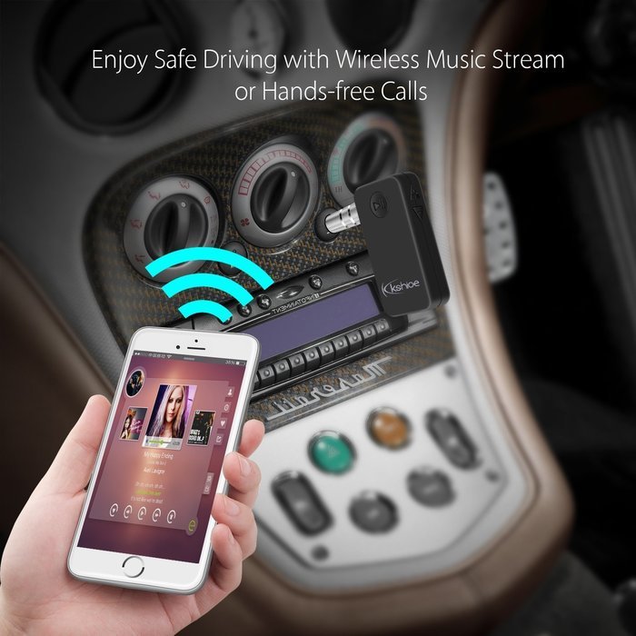 Kshioe Bluetooth 4.1 Audio Music Receiver A2dp Wireless Adapter with 3.5mm Hands Free Calling for Iphone, Cellphone... N7