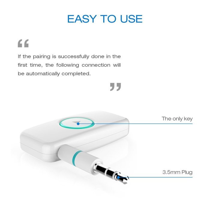 Doosl&reg; Bluetooth Receiver, 2nd Gen Portable Wireless Music Receiver Adapter for Audio Stereo Speaker & Car Kits... N5