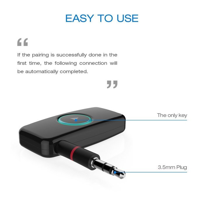 Doosl&reg; Bluetooth Receiver, 2nd Gen Portable Wireless Music Receiver Adapter for Audio Stereo Speaker & Car Kits... N7