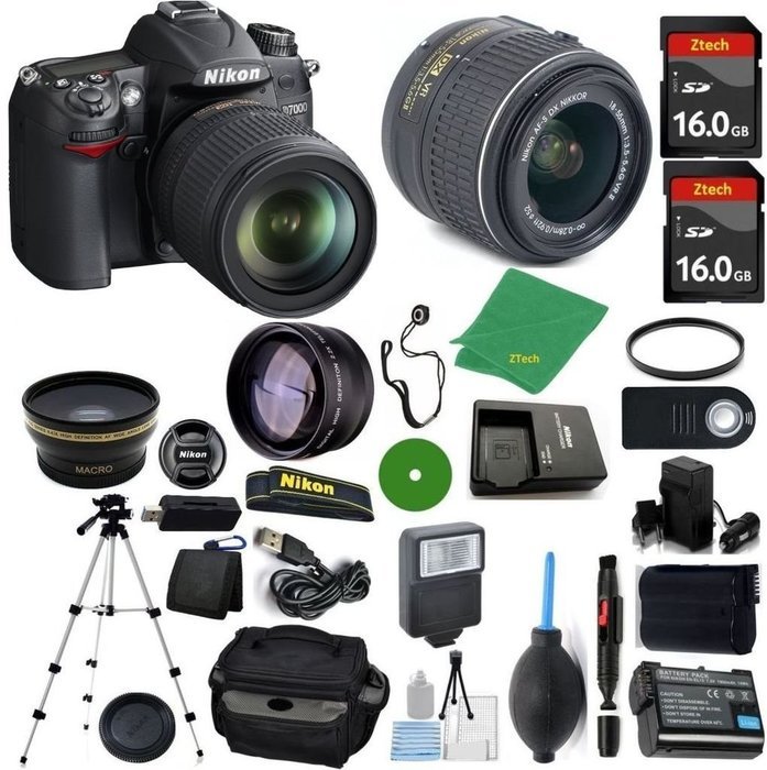 Nikon D7000 DSLR - International Version (No Warranty), 18-55mm f/3.5-5.6 DX VR, 2pcs 16GB Memory, Camera Case...