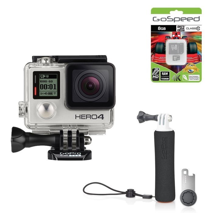GoPro Hero4 Hero 4 12MP Full HD 4K 30fps 1080p 120fps Built-In Wi-Fi Waterproof Wearable Camera Black Adventure... N162