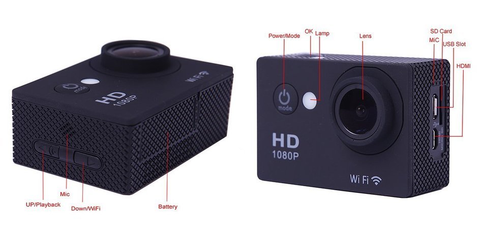 SJ4000 WiFi 2.0-inch Sport Action Camera 1080P HD 170&deg; Wide Angle 12MP Waterproof Sport Video DV Car DVR Wireless... N2