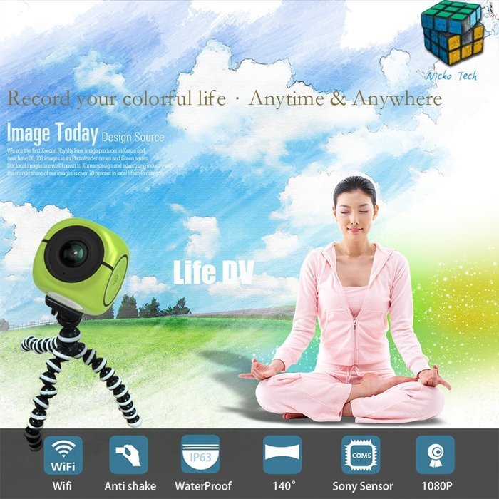 Jikoielo Mini WiFi Panoramic Sports Video Camera 1080P 30FPS Ultra HD N6