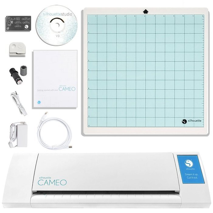 Silhouette Cameo 2 Touch Screen Electronic Cutting Tool with Roll Feeder and Guide Book Bundle
