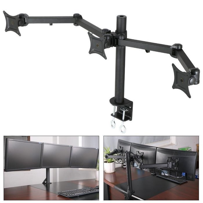 World Pride Monitor Arm Stand for 3 LCD Screens, 360 Degree Rotation of Screens, Height Adjustable N6