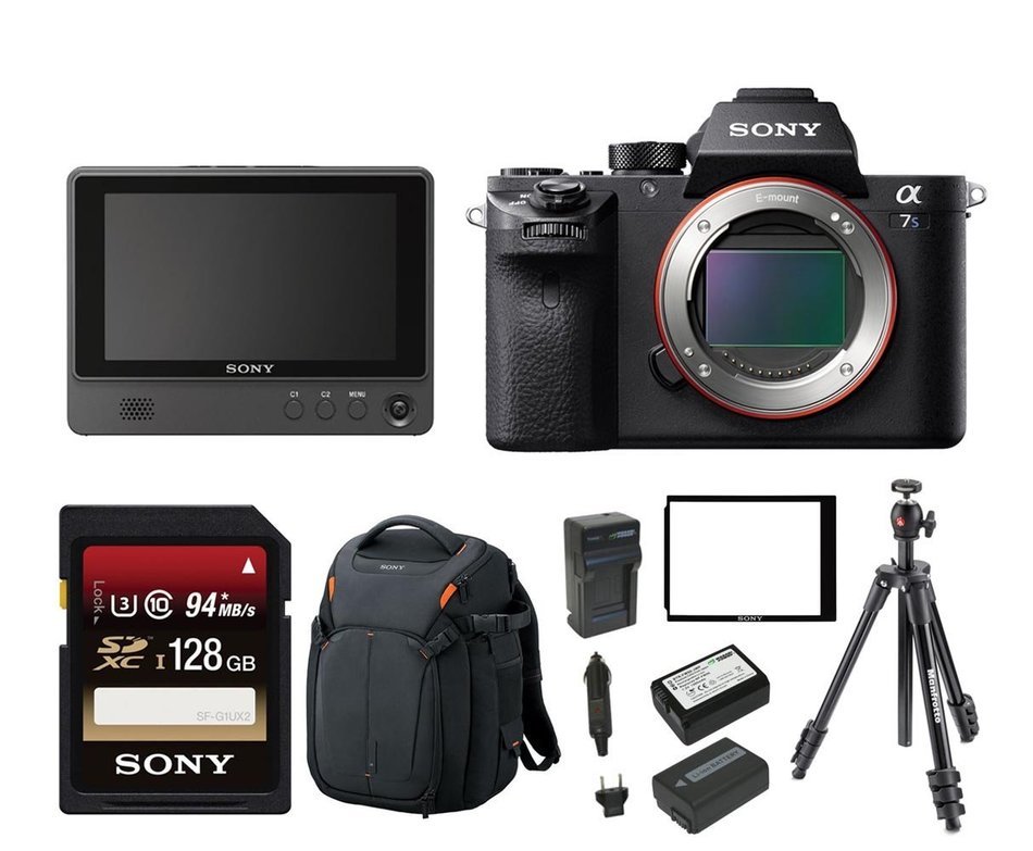 Sony Alpha a7SII Mirrorless Digital Camera (Body Only) with Clip On LCD Monitor & Accessory Bundle N4