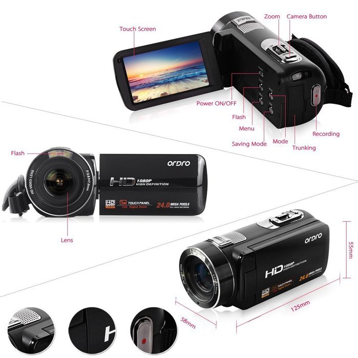 Andoer Video Camcorders HD Max 24.0 MP 1920&times;1080 DV with 16X Zoom 3.0-inch TFT LCD Touchscreen Portable Digital... N5