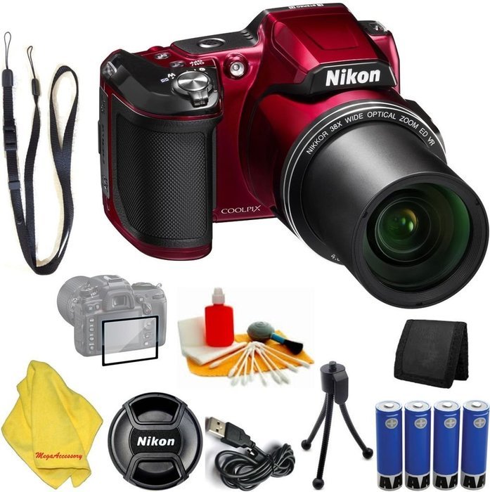 Nikon COOLPIX L840 Digital Camera with 38x Optical Zoom and Built-In Wi-Fi (Red) + 6PC Starter set