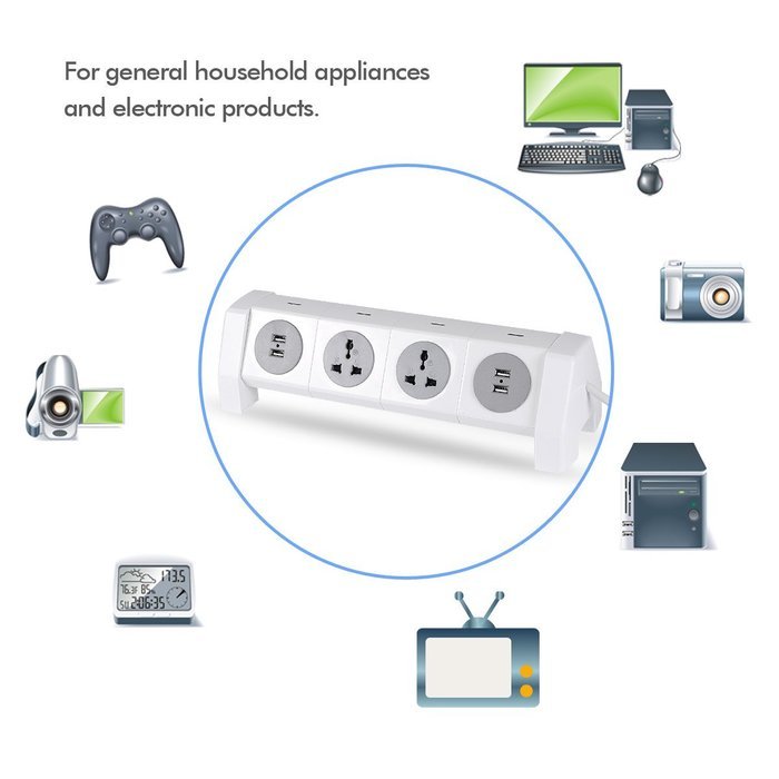 6 Outlet Surge Protector, JBonest 4 USB Charger Ports Rotatable Power Strip 6-Feet Power Cord N2