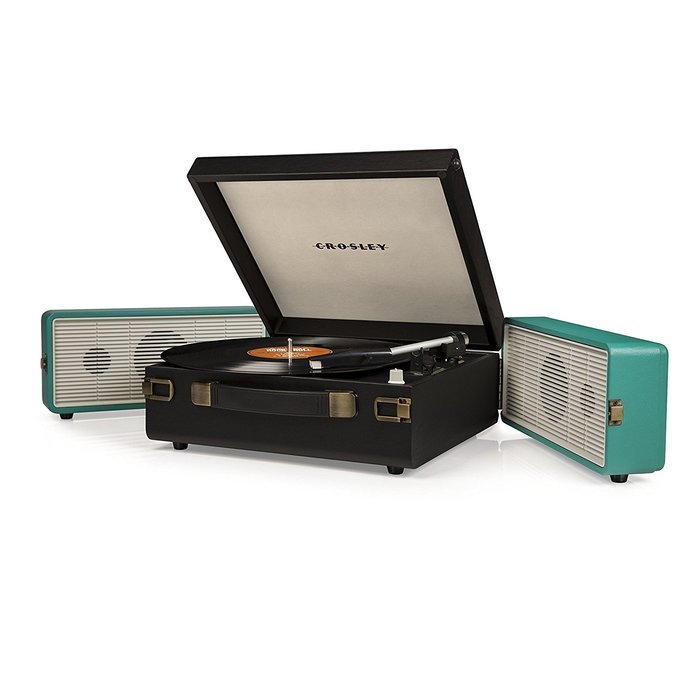 Crosley CR6230A-TU Snap Portable USB Turntable with Software for Ripping & Editing Audio, Black/Turquoise N2