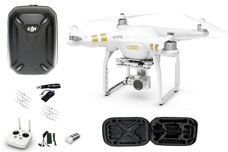 DJI Phantom 3 4K Bundle 3 Includes: DJI Backpack #52, Camrise Lanyard & Camrise USB Reader
