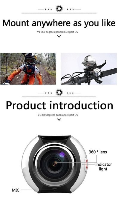 Mini Wifi 360 Degree Panoramic Camera 24482448 Ultra HD 4K Sport Camera N5