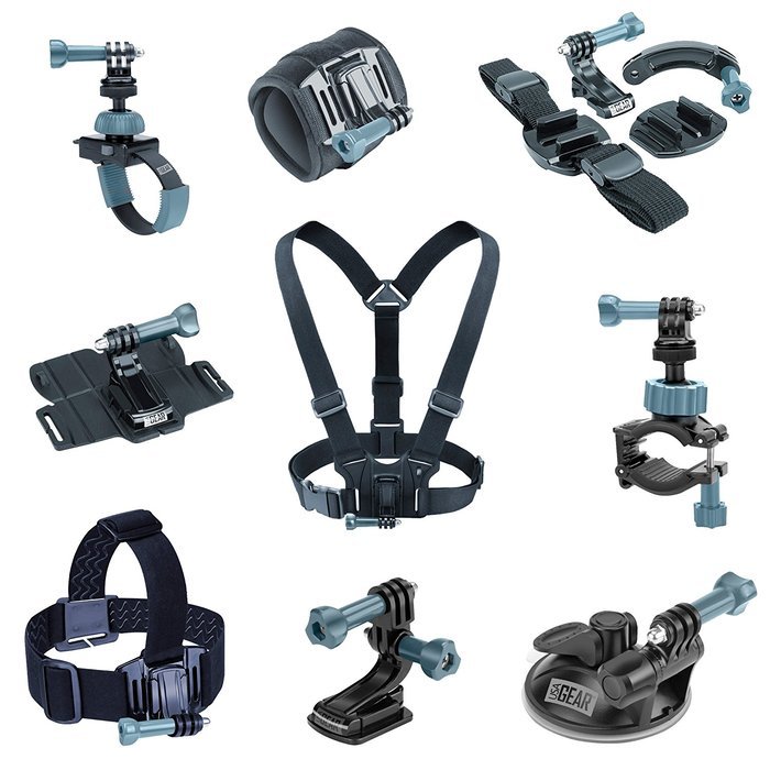 9-in-1 Professional Action Mount Bundle Kit by USA Gear - Works With GoPro HERO4 , Sony 4K Action Camera FDR-X1000V... N4