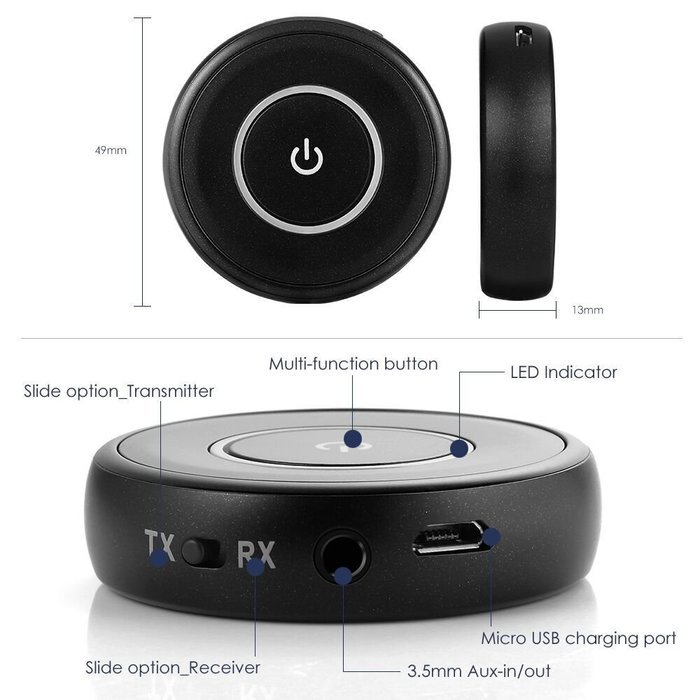 Willful Bluetooth Receiver and Transmitter - Wireless Audio Adapter Music Streaming Receiver with 3.5 mm Stereo... N10