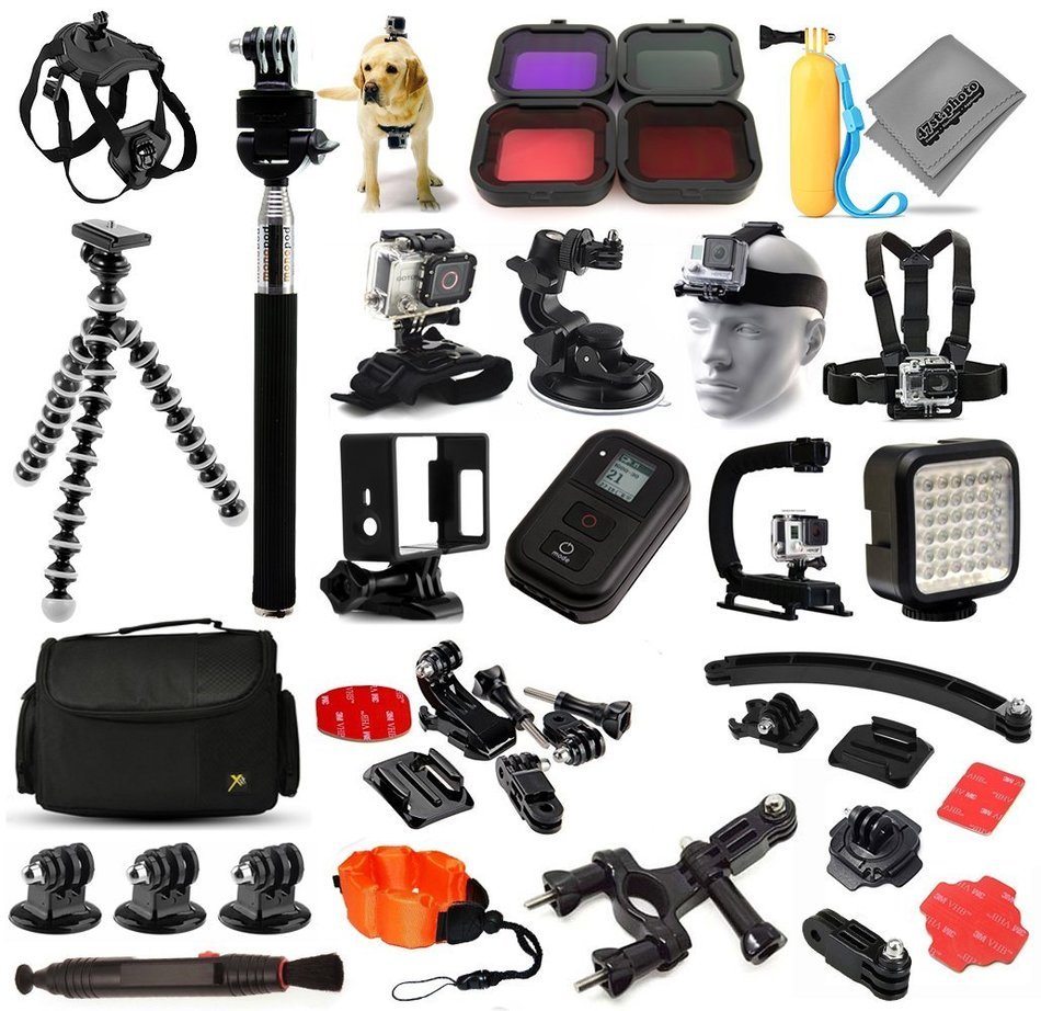 Opteka Scuba and Snow Filters + Selfie Stick + WiFi Remote + Car Dash Mount + Dog Strap + Floating Bobber + Seatpost...