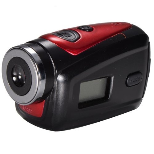 1.3MP Image Sensor 1080P HD 0.39" LCD 90-Degree Wide Angle Lens Sports Action Video Camcorder - Black + Red N3