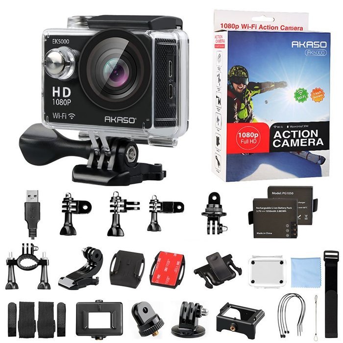 AKASO EK5000 1080p WIFI Sports Action Camera 12MP HD Waterproof Camcorder 2 Inch LCD Screen 170 Degree Wide Angle... N7