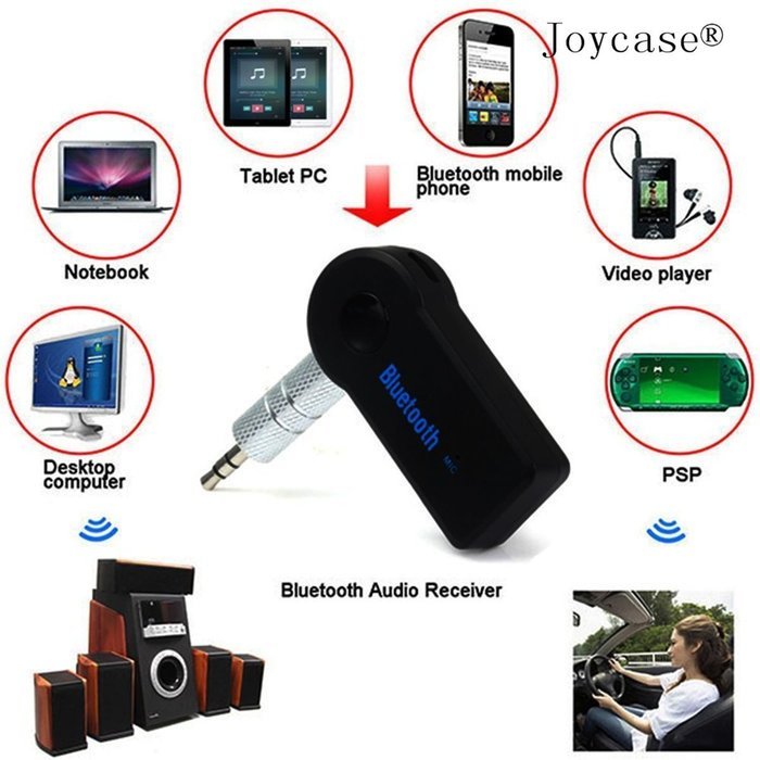 Mini Bluetooth Receiver Speaker / Car Kit, Portable Wireless Audio Adapter 3.5 mm AUX Cord Stereo Output Microphone... N7