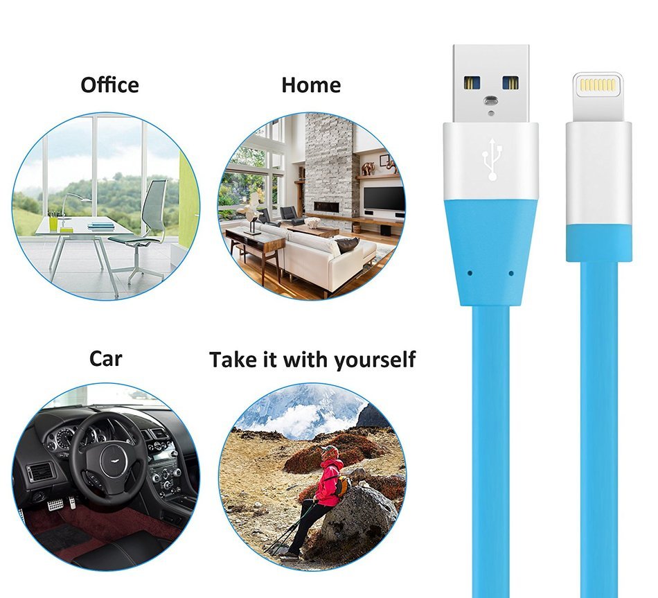 Unique Heavy Flat Charging Cable, Charger(TM)[2pcs 10ft]High Speed Data Transfer Cable For iPhone 6S 6S Plus iPhone... N19