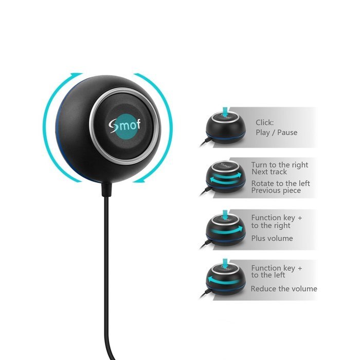 Smof Bluetooth CSR4.0 Stereo Music Receiver/Hands-Free Car Kit for Car Audio System with Knob Rotatable Adjustment... N5
