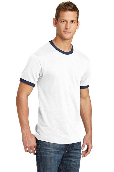 Port & Company PC54R 100% Cotton Ringer Tee - Dark Heather Grey/Jet Black - M N6