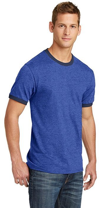 Port & Company PC54R 100% Cotton Ringer Tee - Dark Heather Grey/Jet Black - M N7