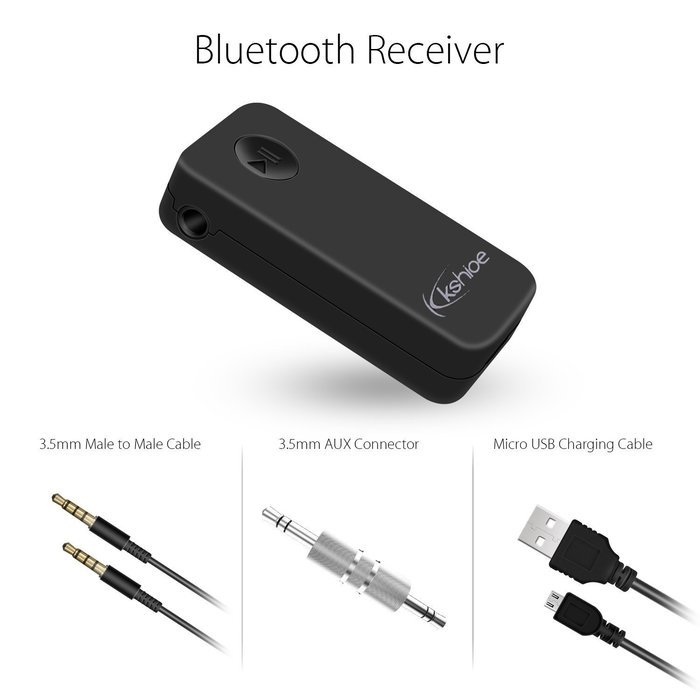 Kshioe Bluetooth 4.1 Audio Music Receiver A2dp Wireless Adapter with 3.5mm Hands Free Calling for Iphone, Cellphone... N8