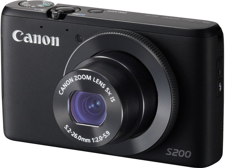 Canon PowerShot S200 - Digital camera - compact - 10.1 Mpix - 5 x optical zoom - Wi-Fi - black N2