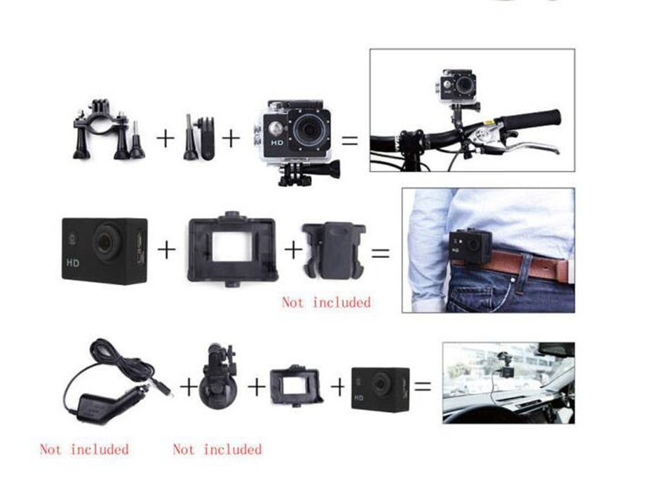 Sj4000 1.5" LCD 720p Wearable Style Waterproof Movement Dv Camcorder Sports Helmet Camera Cam Black Us Plug N9
