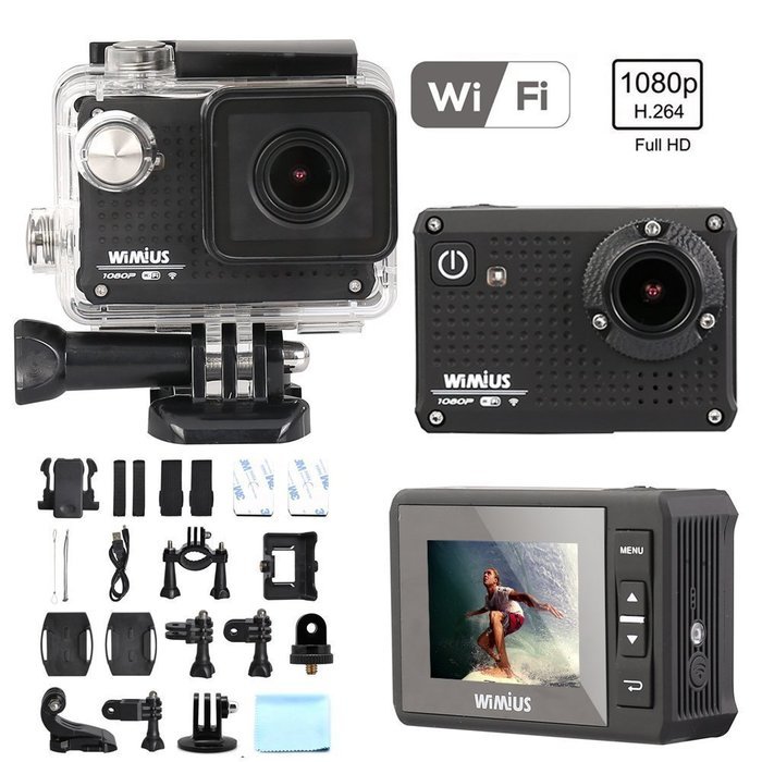 WiMiUS&reg; 1080P HD Action Camera WiFi Waterproof 12MP Sports Camera Camcorder Dash Cam Helmet Camera (S1-Black) N4