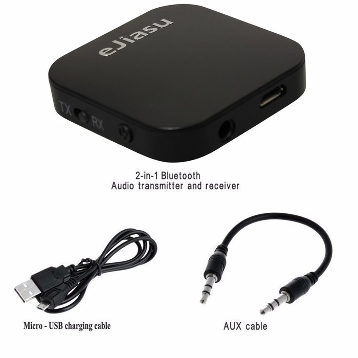 eJiasu 2 in 1 Mini Rechargeable Wireless Bluetooth Transmitter and Receiver A2DP 3.5mm Audio Music Adapter for...