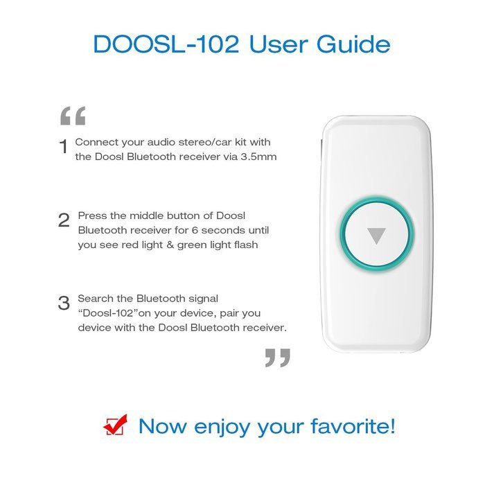 Doosl&reg; Bluetooth Receiver, 2nd Gen Portable Wireless Music Receiver Adapter for Audio Stereo Speaker & Car Kits... N8