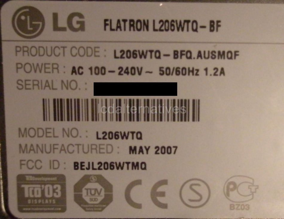 Repair Kit, LG L206wtq, LCD Monitor, Capacitors, Not the Entire Board