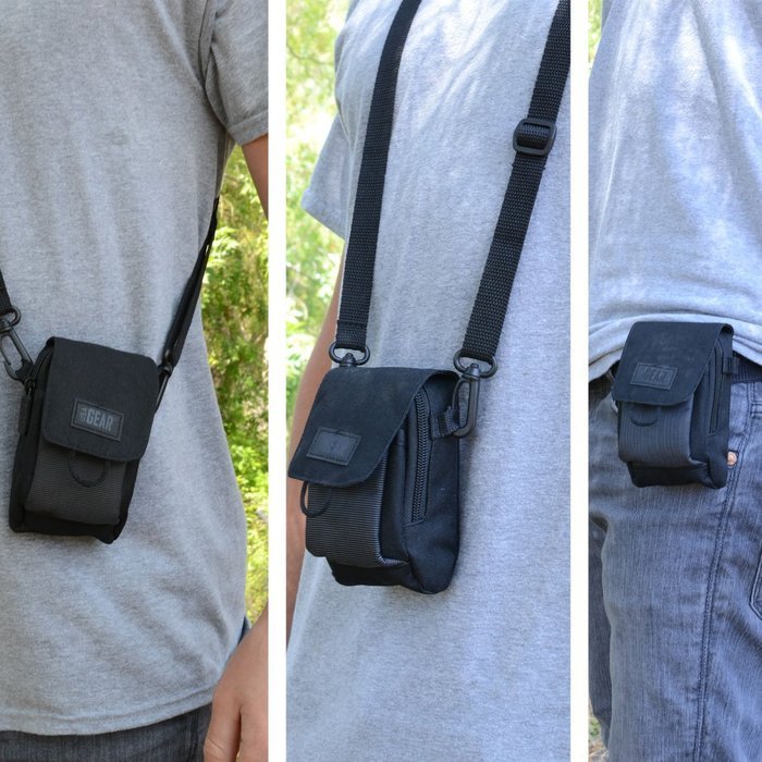 Compact Sports Action Video Camera Case w/ Belt Loop , Adjustable Shoulder Strap & Durable Nylon Exterior by USA... N5