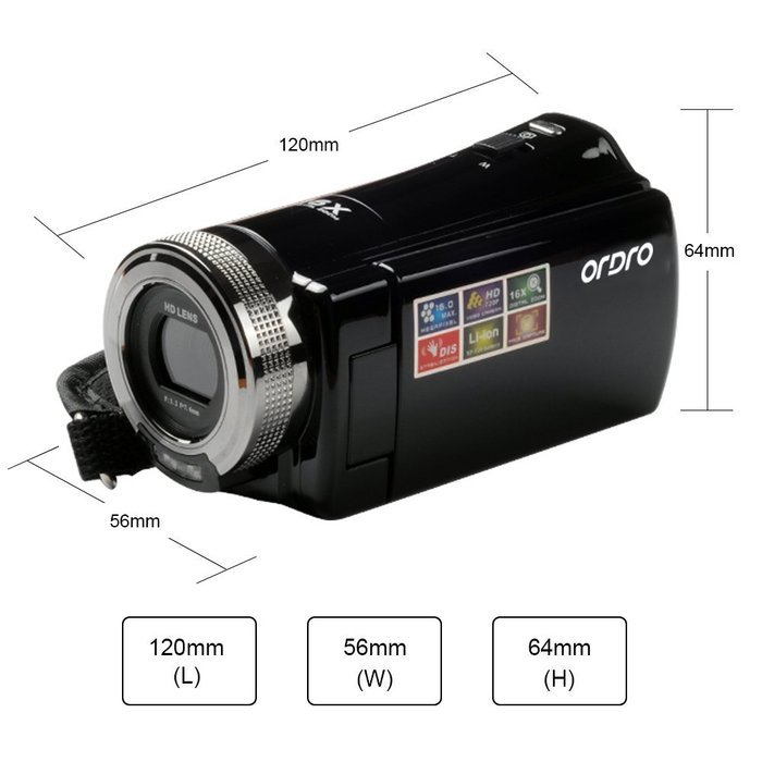 Ordro High Definition Video Camcorders HD 1280x720P 16x Digital Zoom 16.0 Mega Pixels DV-108 (Red) N6