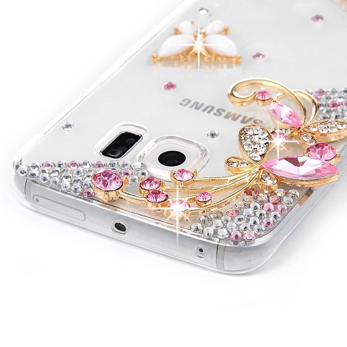 YOKIRIN Galaxy S6 Edge Case, 3D Handmade Luxury Crystal Rhinestone with TWO Cute Hairy Ice... N28