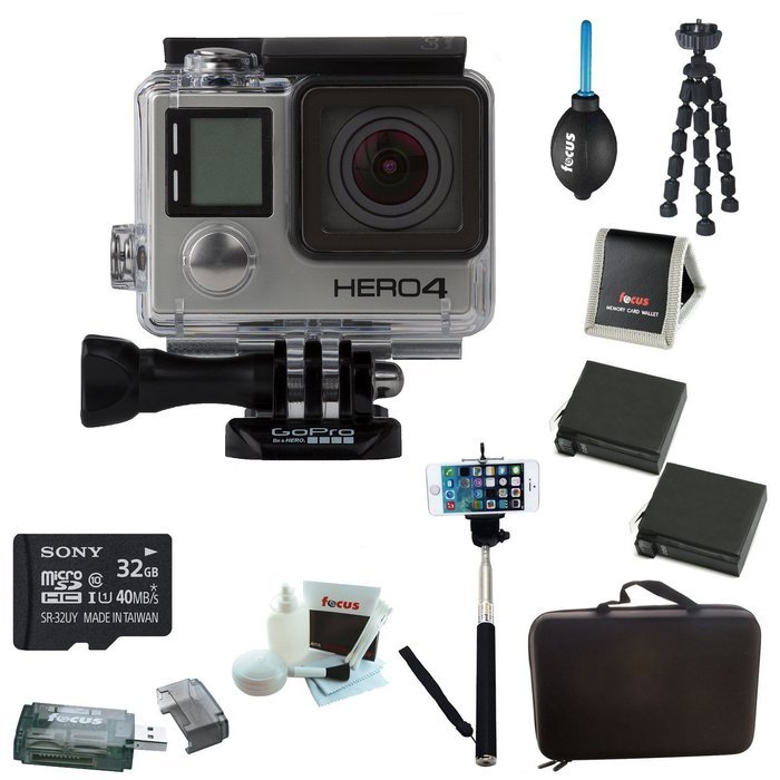 GoPro HERO4 Black with Camera HD Camcorder With 2 Replacment batteries and charger + Deluxe Carrying Case + Tripod...