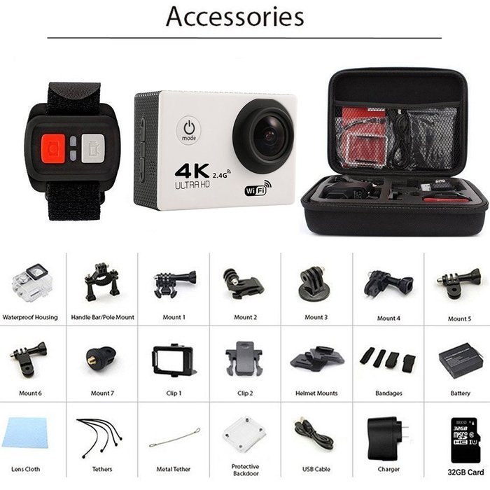 AKEDRE&reg; Sports Action Camera 2.0 " Black Mini Full HD 1080p 12mp Wifi 140&deg; Wide Angle Waterproof Shockproof Helmet... N11