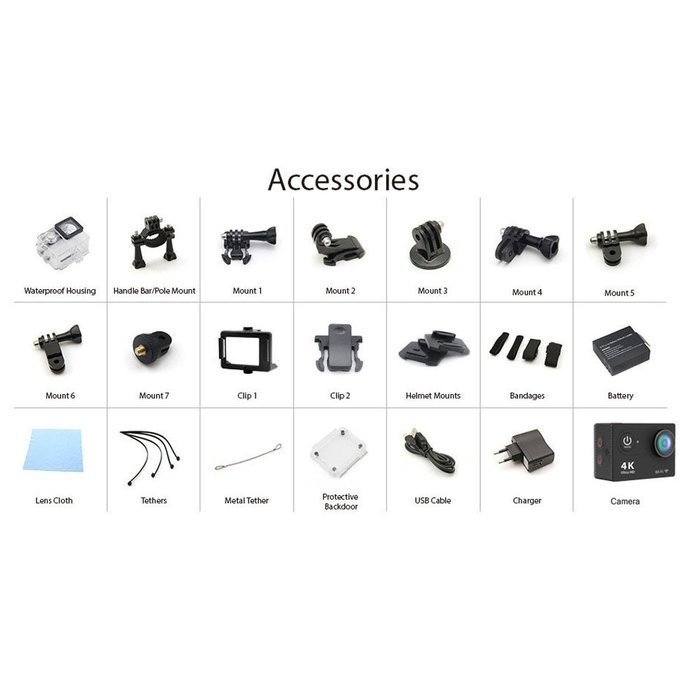 Relee Extreme Sports Wifi 4K Waterproof Sport Action Camera 2.0 Inch 170 Degree Ultra-wide Angle Lens N4