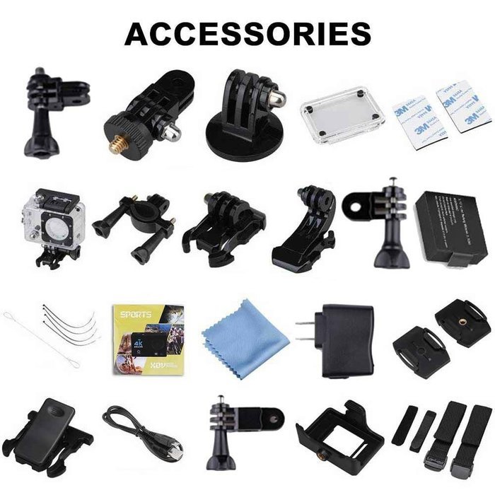 1080P 4K Ultra HD Sports Camera, 2.0 Inch 170 Degree Ultra-Wide Angle Lens Waterproof Sports Action Camera Diving... N4