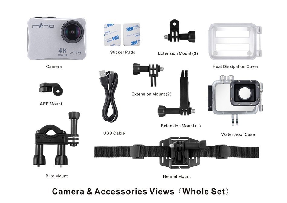 Miho SDV-8560Q 4K UHD Waterproof WiFi Sports Action Camera w/ Sony Sensor 2.0" HD LCD Wide Angle Lens App Remote... N9