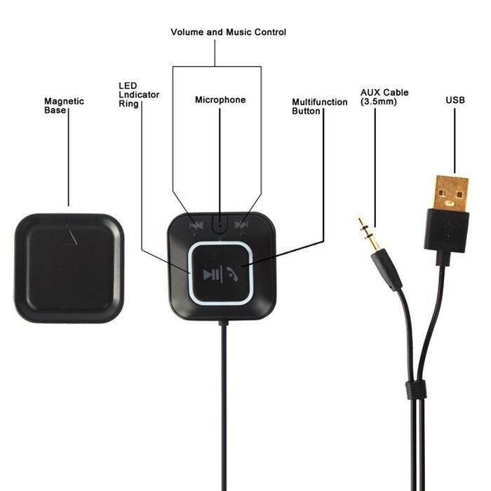 Docooler ZF-850 Wireless Music Bluetooth Receiver Car Kit Bluetooth 4.0 +EDR NFC Aux 3.5mm Music Adapter Multi-point... N5