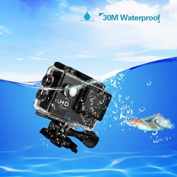 30M Waterproof Sport DV-Mini Sports 1080P HD Action Camera A9 120&deg;Wide-angle Lens for Free Accessories Kit and... N2