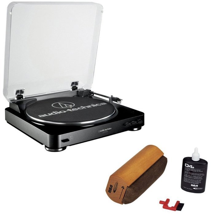 Audio-Technica AT-LP60 Fully Automatic Stereo Turntable System with Cleaning Kit - Black