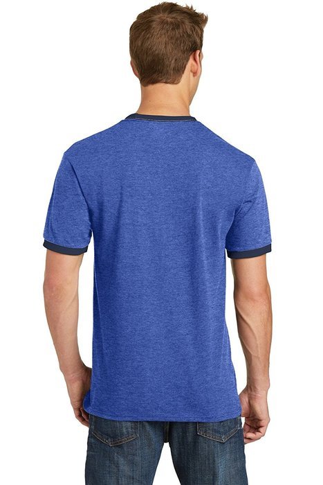 Port & Company PC54R 100% Cotton Ringer Tee - Dark Heather Grey/Jet Black - M N11