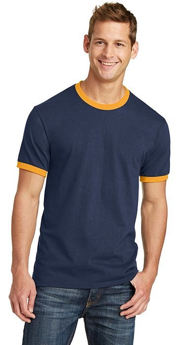 Port & Company PC54R 100% Cotton Ringer Tee - Dark Heather Grey/Jet Black - M N12
