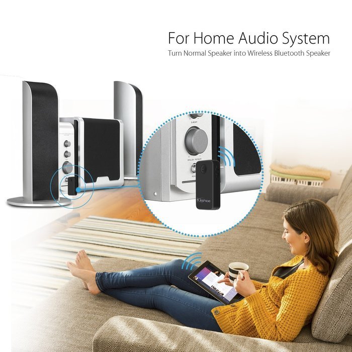 Kshioe Bluetooth 4.1 Audio Music Receiver A2dp Wireless Adapter with 3.5mm Hands Free Calling for Iphone, Cellphone... N12